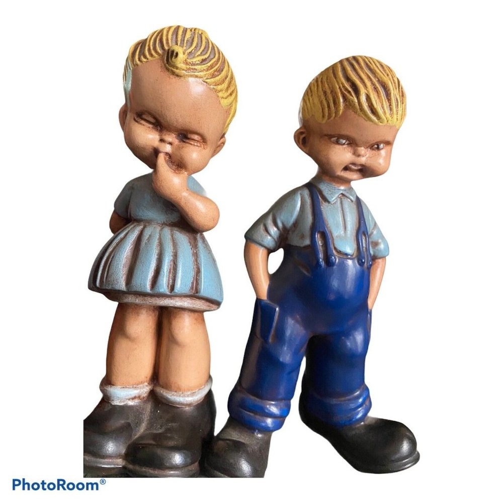 Kitschy Farmer‎ Country Girl & Boy Figurine Vintage Collectible 1972